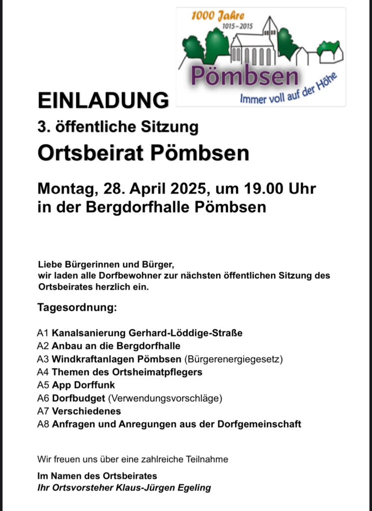Einladung Ortsbeirat Pömbsen